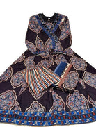 Black Katha Embroidery Angrakha Style Cotton Anarkali Suit Set - BONYHUBSALWAR KAMEEZ