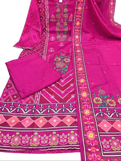 Rani Pink Pure Muslin Silk Straight Suit Set - BONYHUBSALWAR KAMEEZ