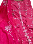 Hot Pink Printed Chanderi Embroidery Cotton Anarkali Suit Set - BONYHUBSALWAR KAMEEZ