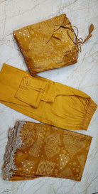 Classic Mustard Yellow Bandhej Print Cotton Anarkali Suit - BONYHUBSALWAR KAMEEZ
