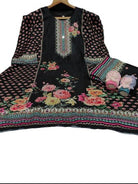 Plus Size Black Mirror Work Muslin Digital Print Kurti Palazzo - BONYHUBSALWAR KAMEEZ