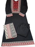 Black Stunning Adda Work Cotton Straight Suit Set - BONYHUBSALWAR KAMEEZ