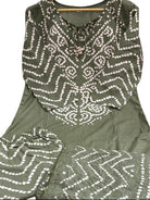 Olive Green Bandhani Printed Cotton Straight Suit Set - BONYHUBSALWAR KAMEEZ