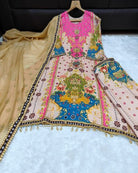 Plus Size Golden Beige Festive Elegant Suit Set - BONYHUBSALWAR KAMEEZ