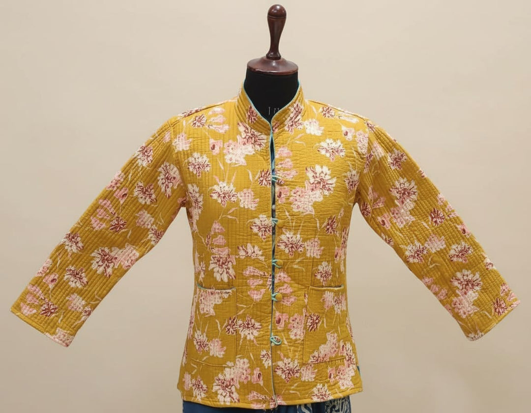 Mustard Winter Cotton Quilted Warm Jacket