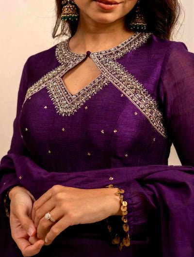 Aarohi Purple Embroidery Work Anarkali Suit - BONYHUBSALWAR KAMEEZ