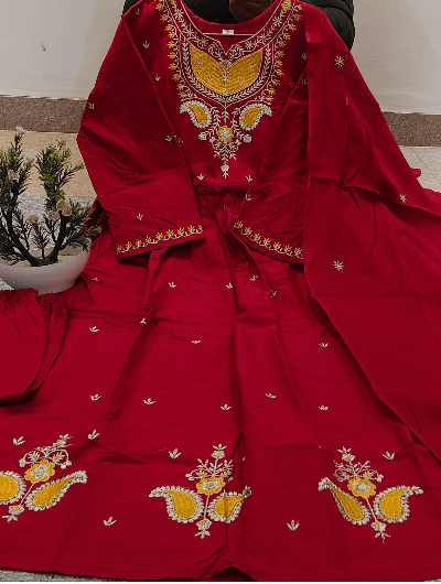 Aleya Cotton Embroidery Anarkali Suit - BONYHUBSALWAR KAMEEZ