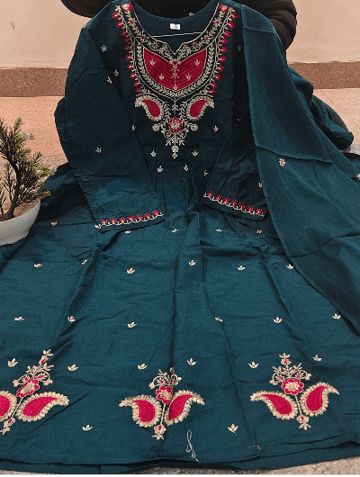 Aleya Cotton Embroidery Anarkali Suit - BONYHUBSALWAR KAMEEZ