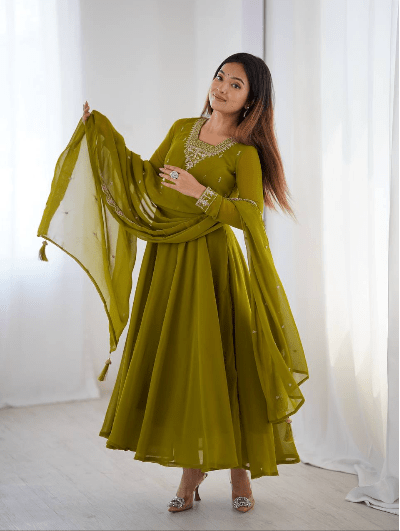 Alia Georgette Embroidery Anarkali Suit Set of 3 - BONYHUBSALWAR KAMEEZ