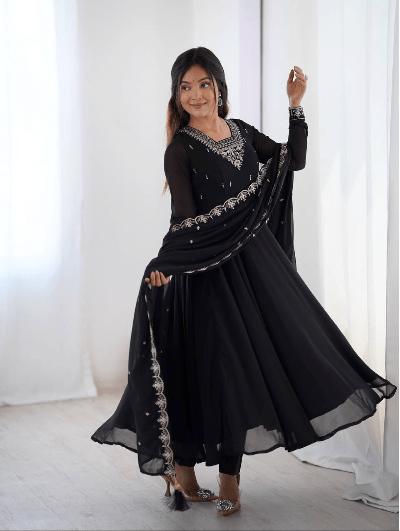 Alia Georgette Embroidery Anarkali Suit Set of 3 - BONYHUBSALWAR KAMEEZ