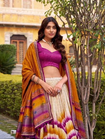 Anahitha Tussar Silk Lehenga Choli Set - BONYHUBSALWAR KAMEEZ