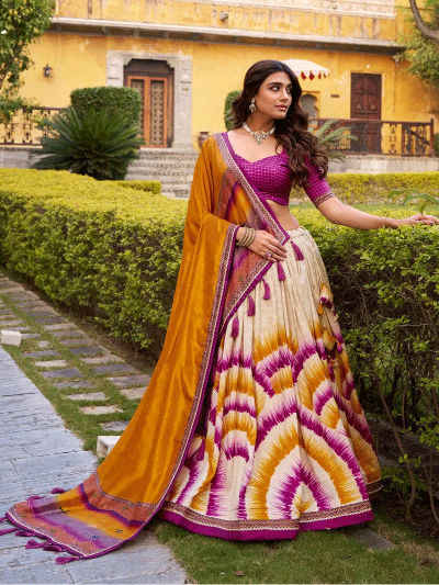 Anahitha Tussar Silk Lehenga Choli Set - BONYHUBSALWAR KAMEEZ