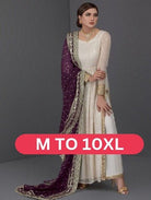 Anarkali Gold Embroidery Gown Set of 3 - BONYHUBSALWAR KAMEEZ