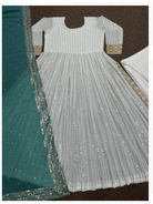 Anarkali Gold Embroidery Gown Set of 3 - BONYHUBSALWAR KAMEEZ