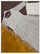 Anarkali Gold Embroidery Gown Set of 3 - BONYHUBSALWAR KAMEEZ