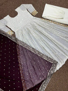 Anarkali Gold Embroidery Gown Set of 3 - BONYHUBSALWAR KAMEEZ