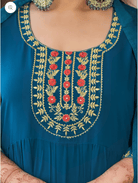 Anarkali Plus Size Teal Blue Kurti Dupatta Set of 2 - BONYHUBSALWAR KAMEEZ