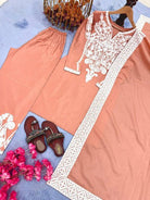 Apricot Peach Satin Silk Farshi Suit Set - BONYHUBSALWAR KAMEEZ