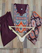 Burgandy Cotton Jaipuri Printed Straight Suit Set - BONYHUBSALWAR KAMEEZ