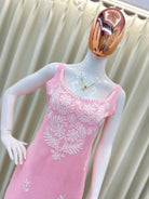 Baby Pink Embroidered Kurti Palazzo Set Of 2 - BONYHUBSALWAR KAMEEZ