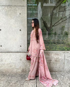 Baby Pink Floral Digital Print Farshi Suit Set - BONYHUBSALWAR KAMEEZ