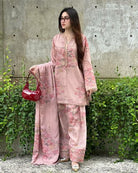 Baby Pink Floral Digital Print Farshi Suit Set - BONYHUBSALWAR KAMEEZ