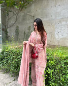 Baby Pink Floral Digital Print Farshi Suit Set - BONYHUBSALWAR KAMEEZ
