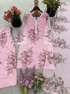 Baby Pink Floral Digital Print Farshi Suit Set - BONYHUBSALWAR KAMEEZ