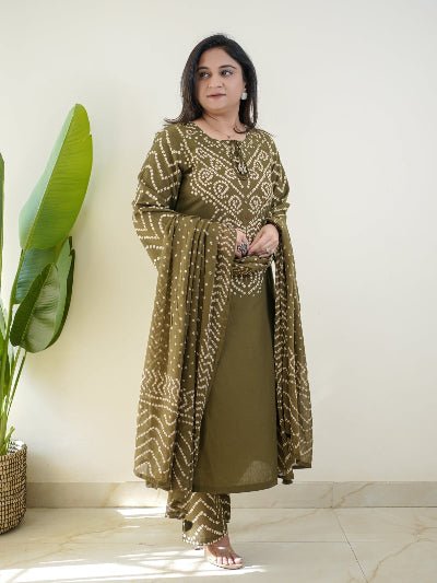 Bandhani Print Cotton Straight Suit - BONYHUBSALWAR KAMEEZ