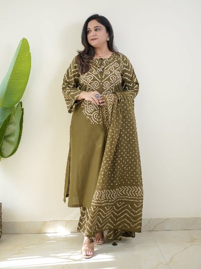 Bandhani Print Cotton Straight Suit - BONYHUBSALWAR KAMEEZ
