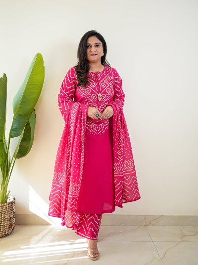 Bandhani Print Cotton Straight Suit - BONYHUBSALWAR KAMEEZ