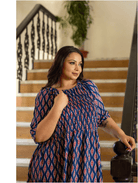 Beautiful Blue Cotton Printed Kurti Gown UK Next Day - BONYHUBSALWAR KAMEEZ