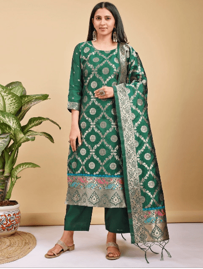 Benarasi Designer Straight Salwar Suit - BONYHUBSALWAR KAMEEZ