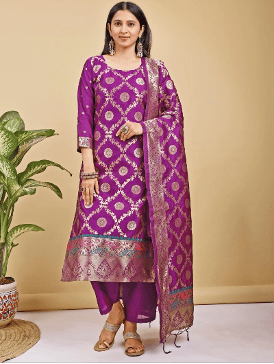 Benarasi Designer Straight Salwar Suit - BONYHUBSALWAR KAMEEZ