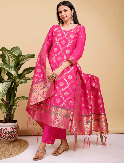 Benarasi Designer Straight Salwar Suit - BONYHUBSALWAR KAMEEZ