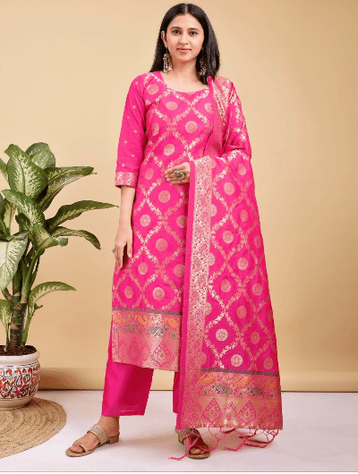 Benarasi Designer Straight Salwar Suit - BONYHUBSALWAR KAMEEZ