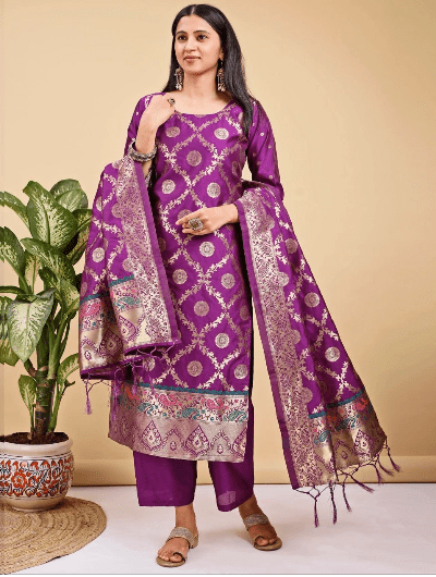 Benarasi Designer Straight Salwar Suit - BONYHUBSALWAR KAMEEZ