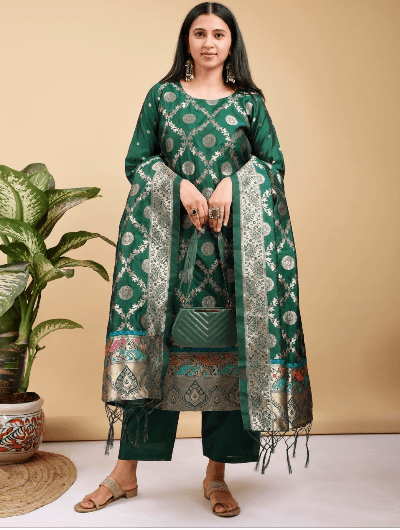 Benarasi Designer Straight Salwar Suit - BONYHUBSALWAR KAMEEZ