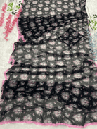 Black 1 Min Saree Georgette Ready to Wear Sari UK Next Day - BONYHUBSAREE