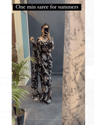 Black 1 Min Saree Georgette Ready to Wear Sari UK Next Day - BONYHUBSAREE