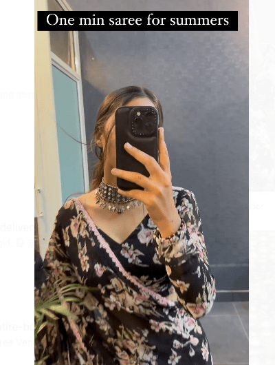 Black 1 Min Saree Georgette Ready to Wear Sari UK Next Day - BONYHUBSAREE