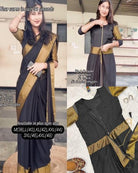 Black 10 Second Ethnic Zari Patta Readymade Saree Gown UK Next Day - BONYHUBSAREE