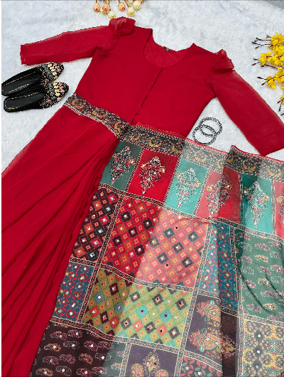 Black 10 Second Multicolor Readymade Sari Gown - BONYHUBSAREE