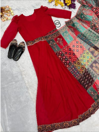 Black 10 Second Multicolor Readymade Sari Gown - BONYHUBSAREE