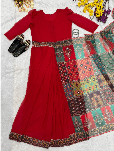 Black 10 Second Multicolor Readymade Sari Gown - BONYHUBSAREE