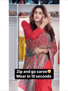 Black 10 Second Multicolor Readymade Sari Gown - BONYHUBSAREE