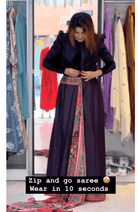 Black 10 Second Multicolor Readymade Sari Gown UK Next Day - BONYHUBSAREE