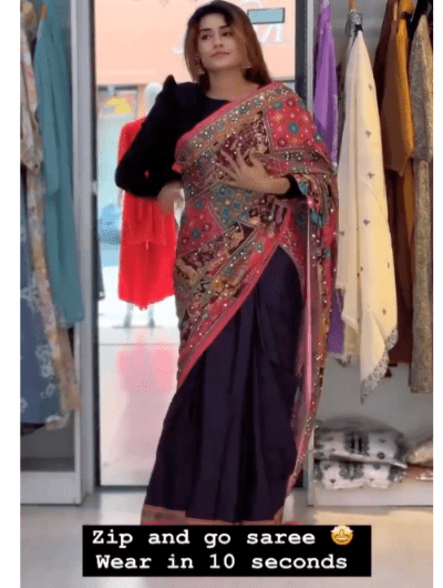 Black 10 Second Multicolor Readymade Sari Gown UK Next Day - BONYHUBSAREE