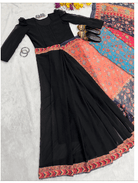 Black 10 Second Multicolor Readymade Sari Gown UK Next Day - BONYHUBSAREE