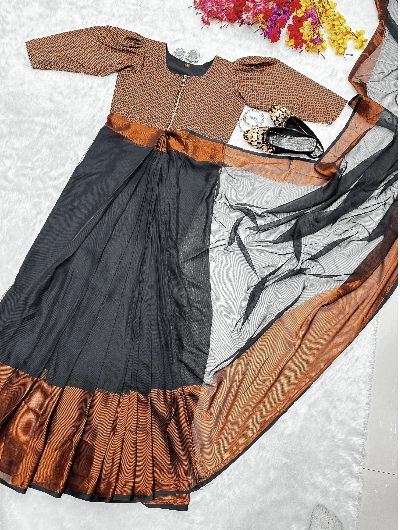 Black 10 Second Saree Ethnic Gown Stitched Blouse - BONYHUBSAREE